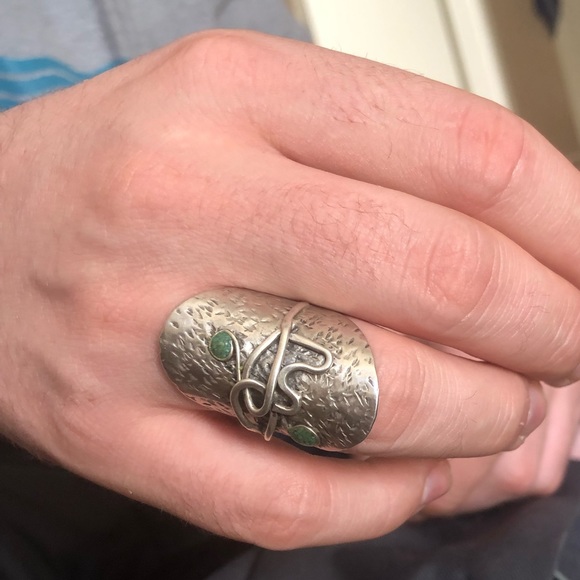 🙌🏾 Handmade Turquoise Boho Silver Hammered… - Picture 8 of 8